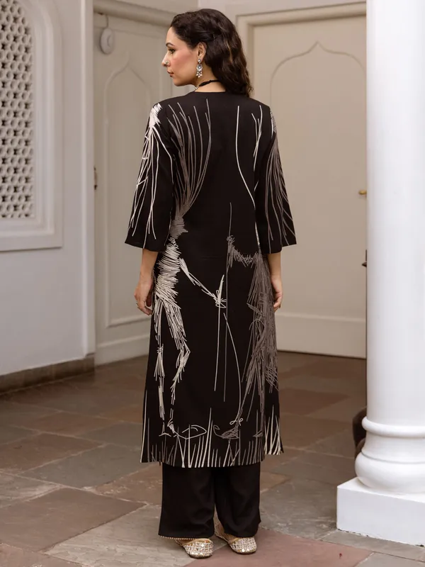 Black_Printed_Viscose_Rayon_Kurta_Trouser_Set