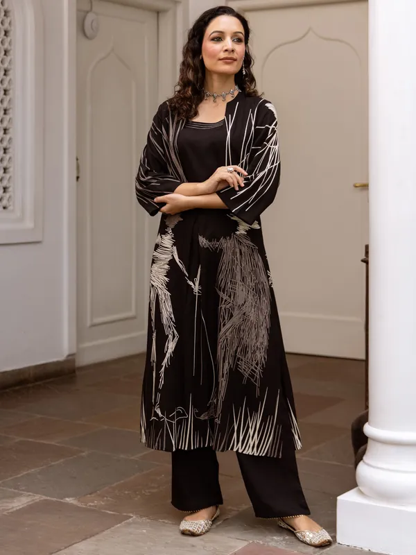 Black_Printed_Viscose_Rayon_Kurta_Trouser_Set