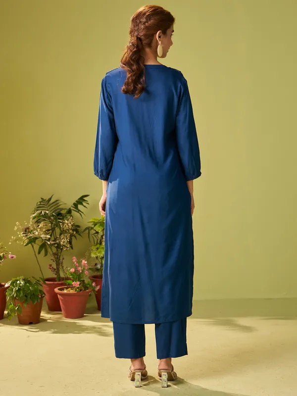 Blue_Embroidered_Viscose_Rayon_Kurta_Trouser_Set