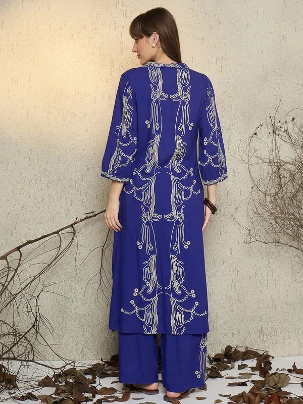 Blue_Printed_Viscose_Rayon_Kurta_Trouser_Set