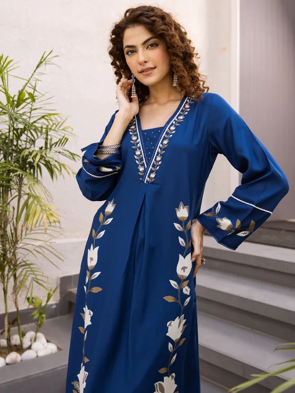 Blue_Rayon_A-Line_Kurta_with_Palazzos