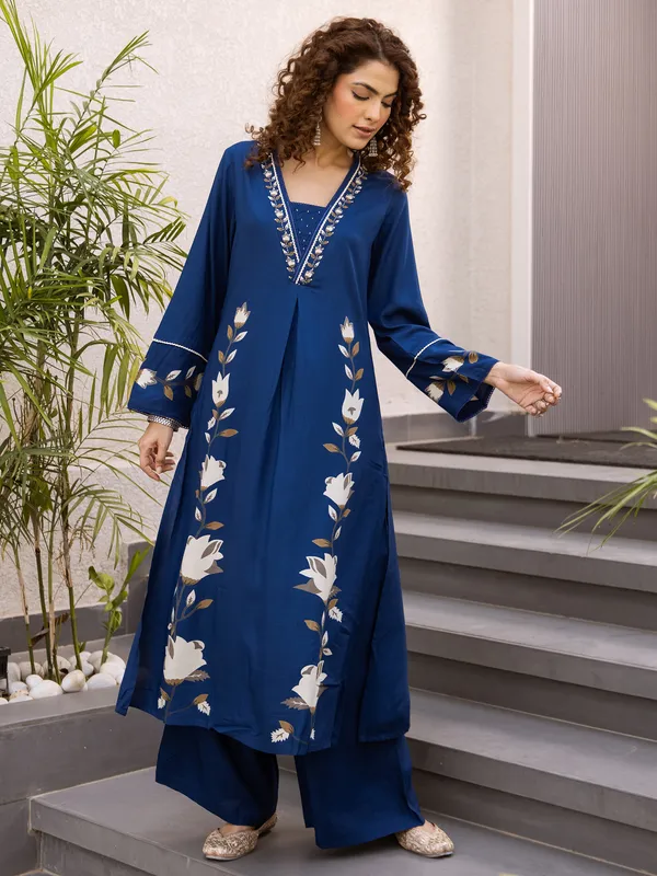 Blue_Rayon_A-Line_Kurta_with_Palazzos