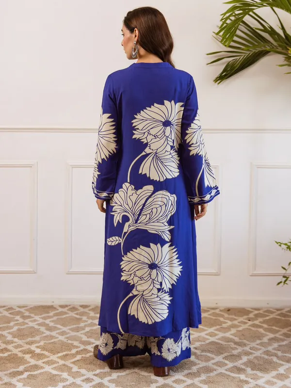 Blue_Printed_Viscose_Rayon_Kurta_Trouser_Set