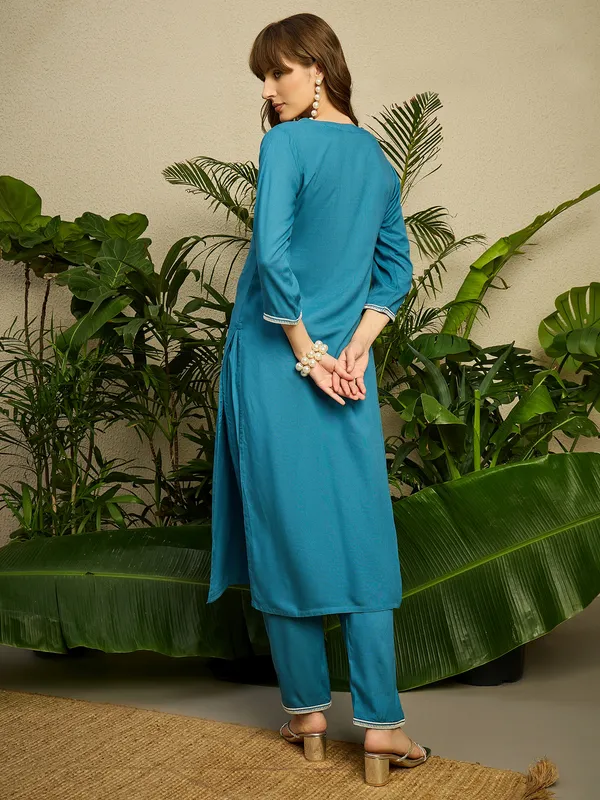 Blue_Embroidered_Viscose_Rayon_Kurta_Trouser_Set