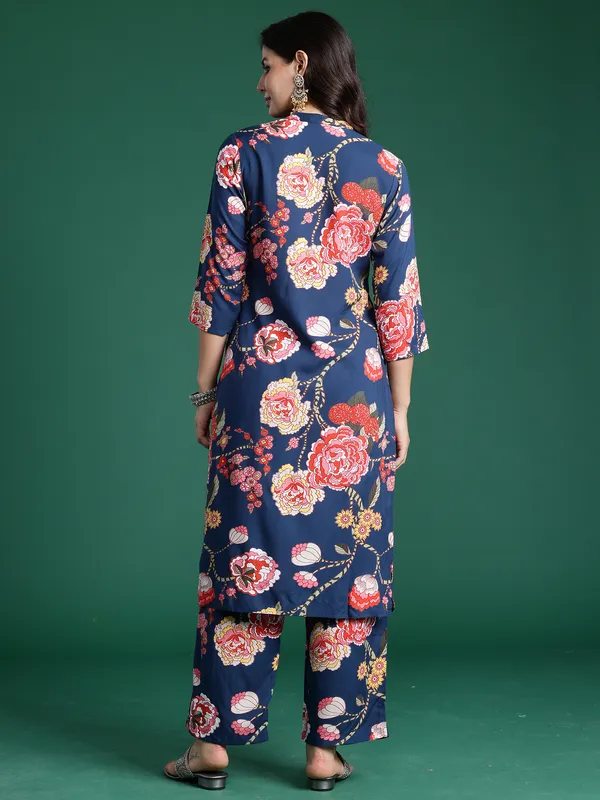 Blue_Printed_Viscose_Rayon_Kurta_Trouser_Set