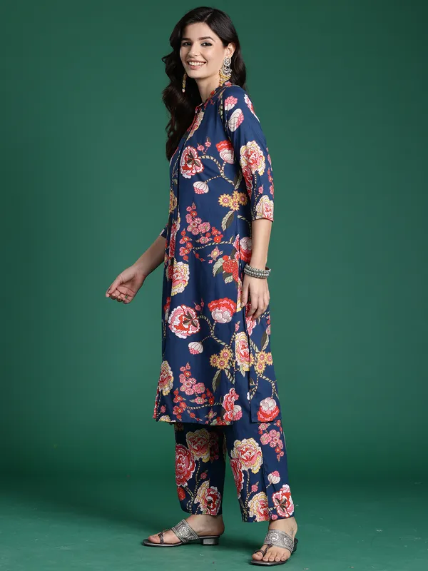 Blue_Printed_Viscose_Rayon_Kurta_Trouser_Set