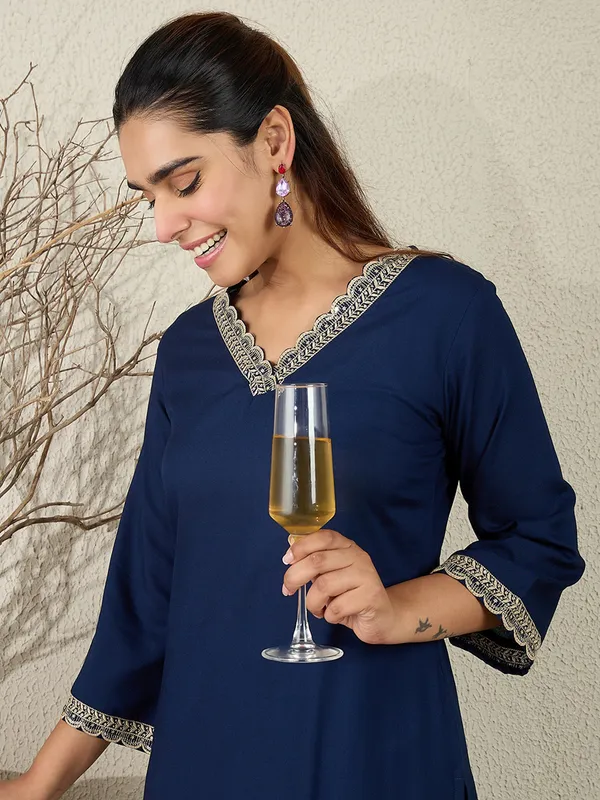 Navy_Blue_Embroidered_Viscose_Rayon_Kurta_Trouser_Set