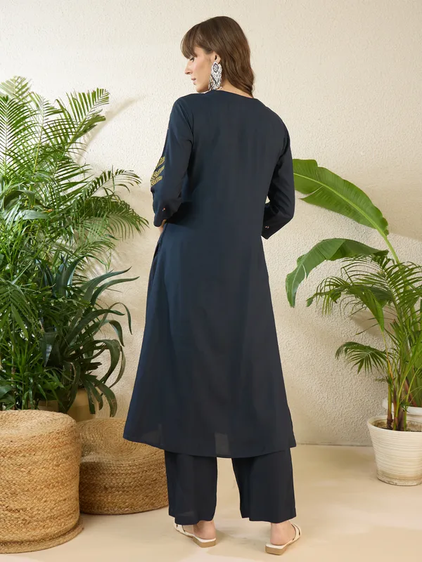 Navy_Blue_Rayon_A-Line_Kurta_with_Palazzos