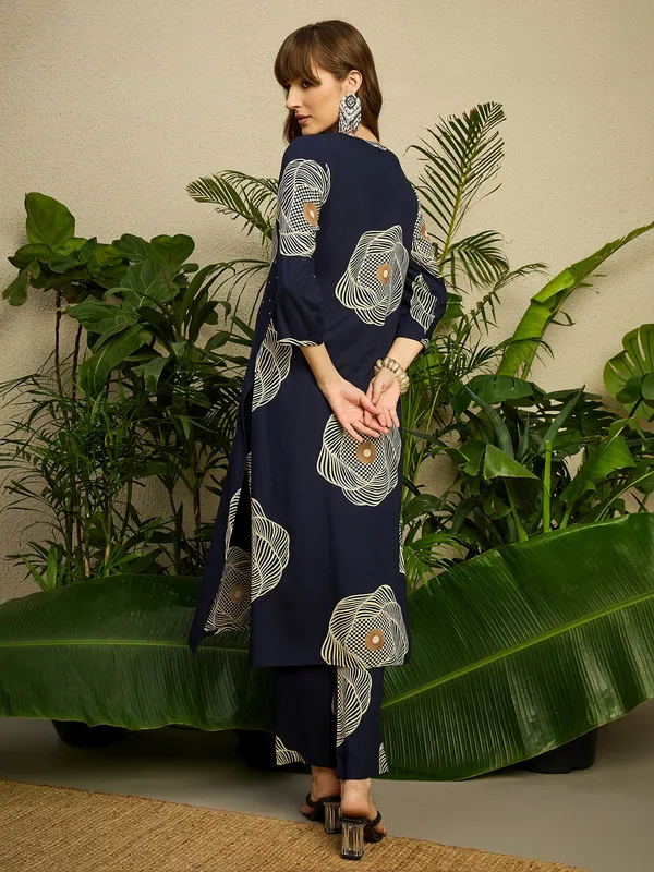 Navy_Blue_Printed_Viscose_Rayon_Kurta_Trouser_Set
