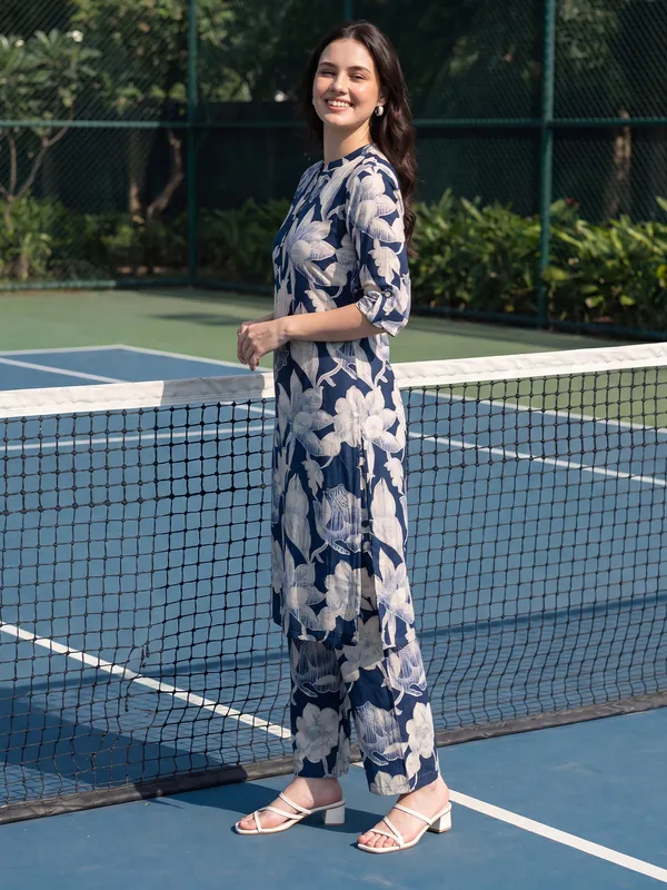 Navy_Blue_Printed_Viscose_Rayon_Kurta_Trouser_Set