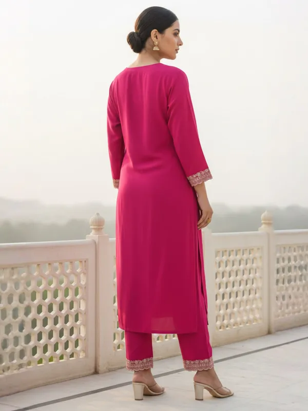 Pink_Embroidered_Viscose_Rayon_Kurta_Trouser_Set