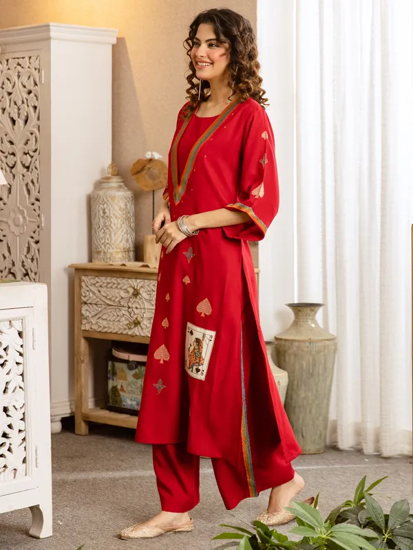Pink_Embroidered_Viscose_Rayon_Kurta_Trouser_Set