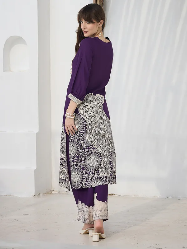Purple_Printed_Viscose_Rayon_Kurta_Trouser_Set