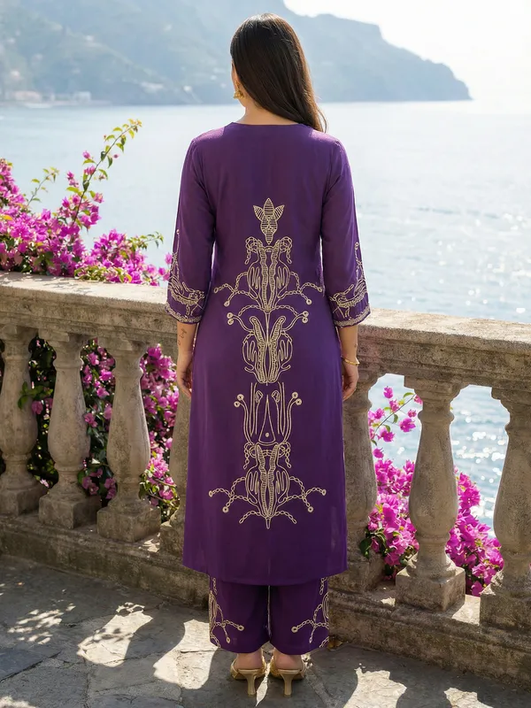 Purple_Printed_Viscose_Rayon_Kurta_Trouser_Set