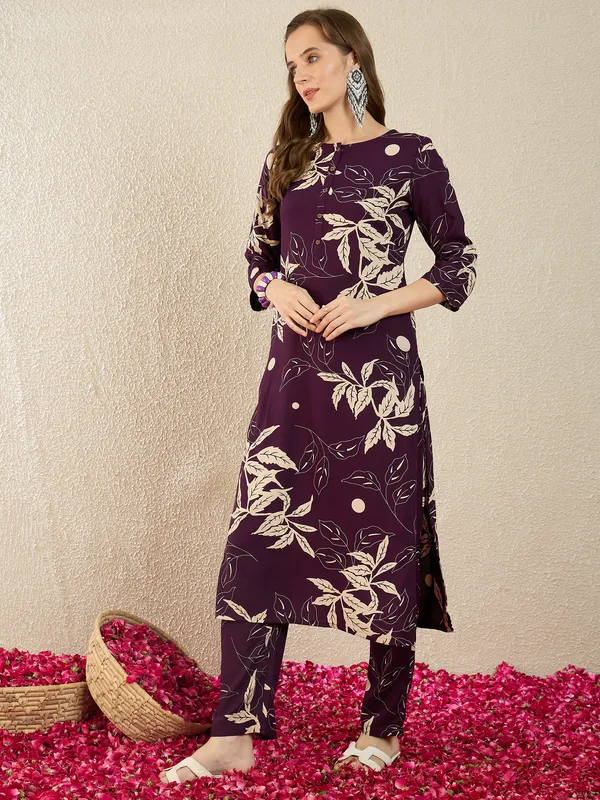 Purple_Printed_Viscose_Rayon_Kurta_Trouser_Set