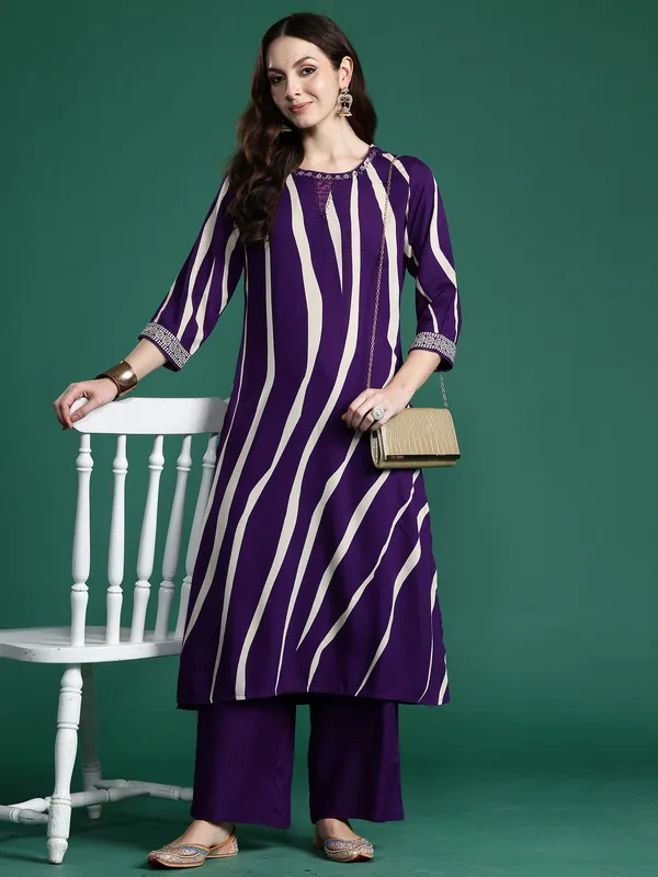 Purple_Printed_Viscose_Rayon_Kurta_Trouser_Set