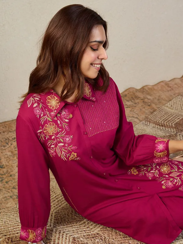 Pink_Cotton_A-Line_Kurta_with_Trousers