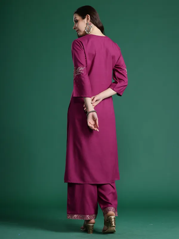 Burgundy_Printed_Viscose_Rayon_Kurta_Trouser_Set