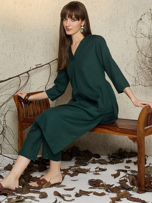 Green_Printed_Pure_Cotton_Kurta_Trouser_Set