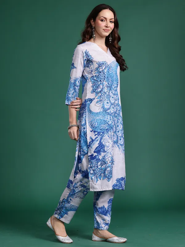Blue_Printed_Pure_Cotton_Kurta_Trouser_Set
