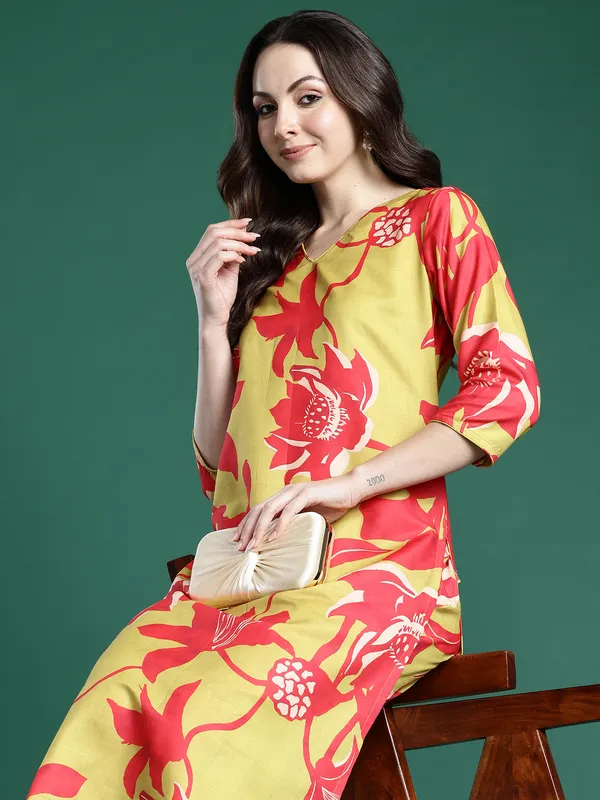 Green_Printed_Pure_Cotton_Kurta_Trouser_Set