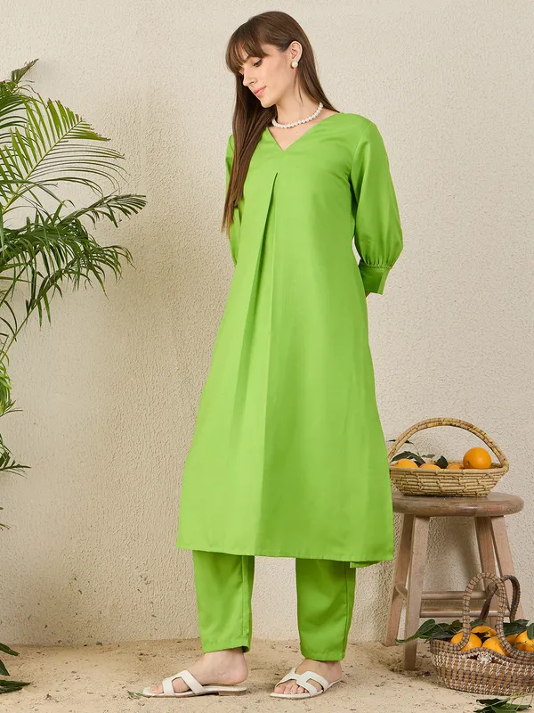 Green_Printed_Pure_Cotton_Kurta_Trouser_Set