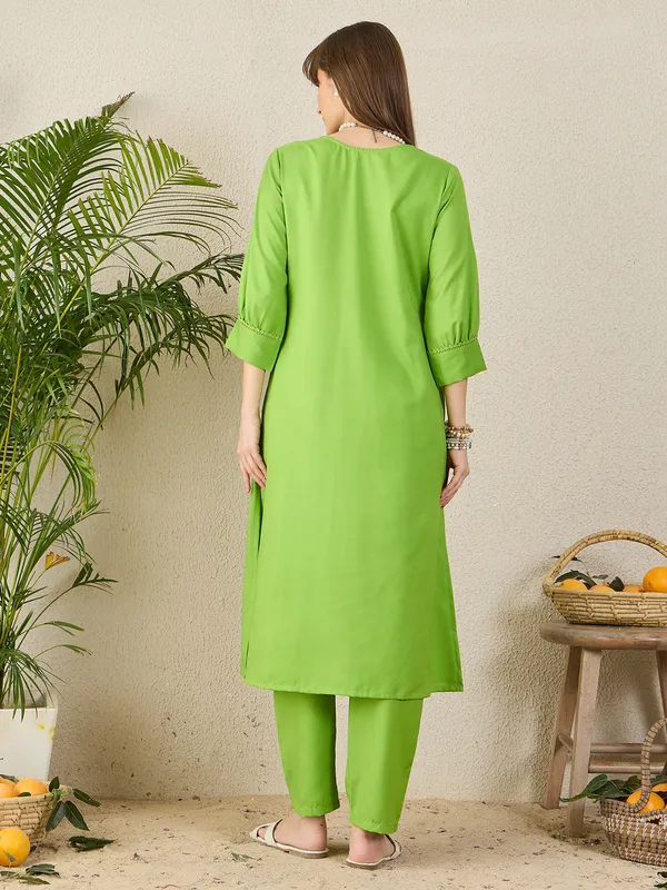 Green_Printed_Pure_Cotton_Kurta_Trouser_Set