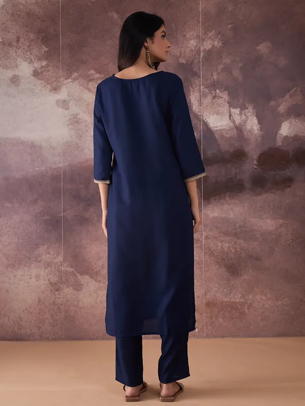 Navy_Blue_Printed_Pure_Cotton_Kurta_Trouser_Set