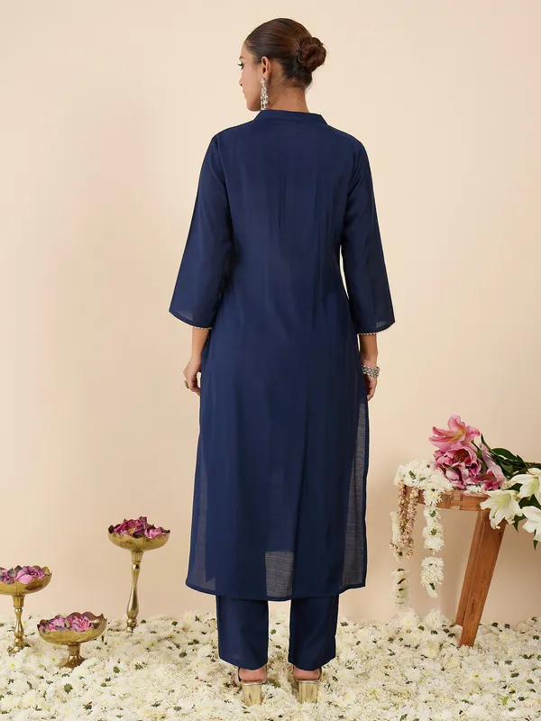 Navy_Blue_Silk-Blend_Kurta_Set_with_Trousers