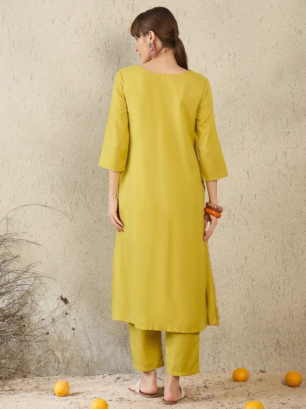 Olive_Printed_Pure_Cotton_Kurta_Trouser_Set