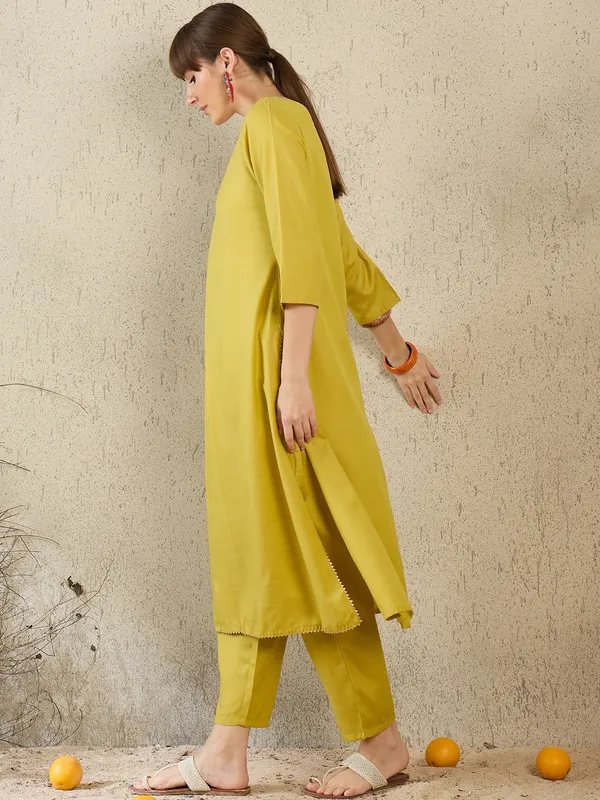 Olive_Printed_Pure_Cotton_Kurta_Trouser_Set