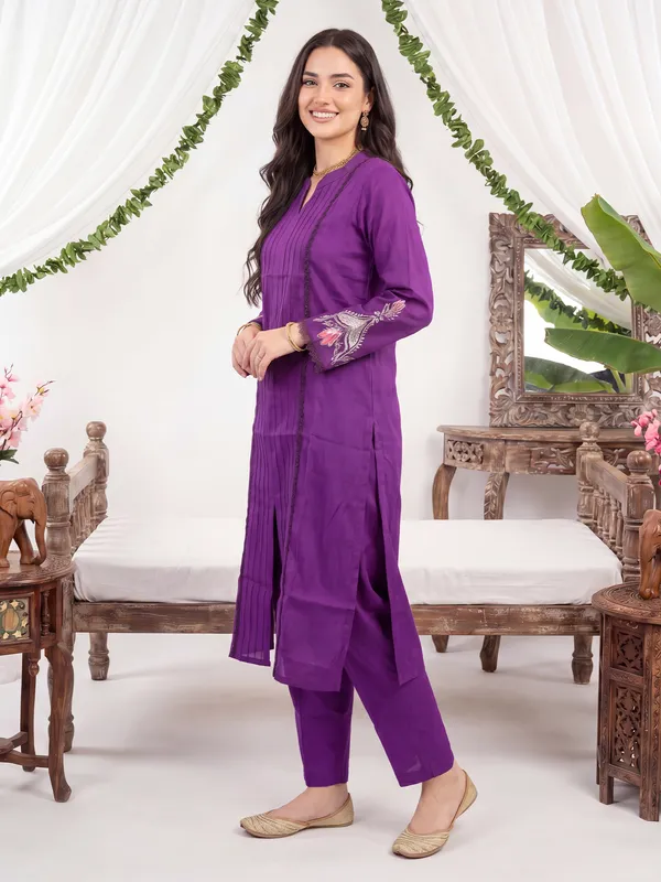 Purple_Printed_Silk_Kurta_Trouser_Set