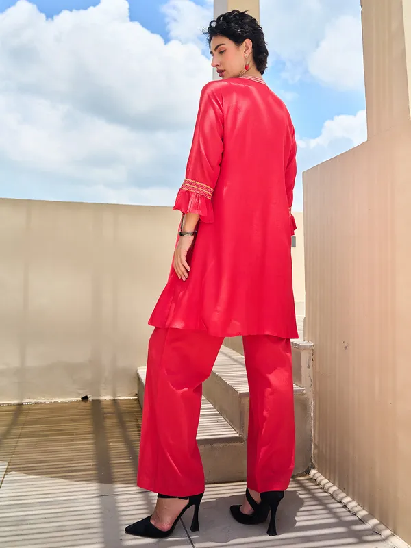 Red_Embroidered_Silk_Kurta_Trouser_Set