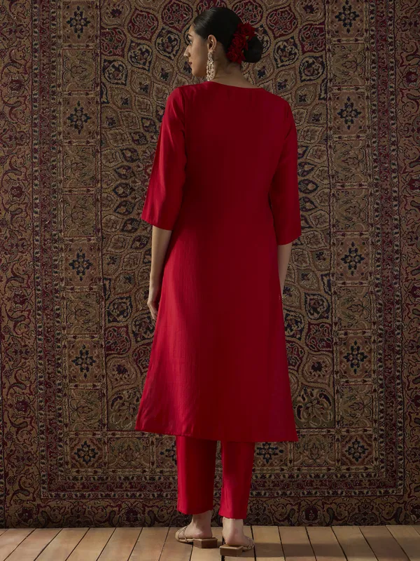 Red_Embroidered_Silk_Kurta_Trouser_Set