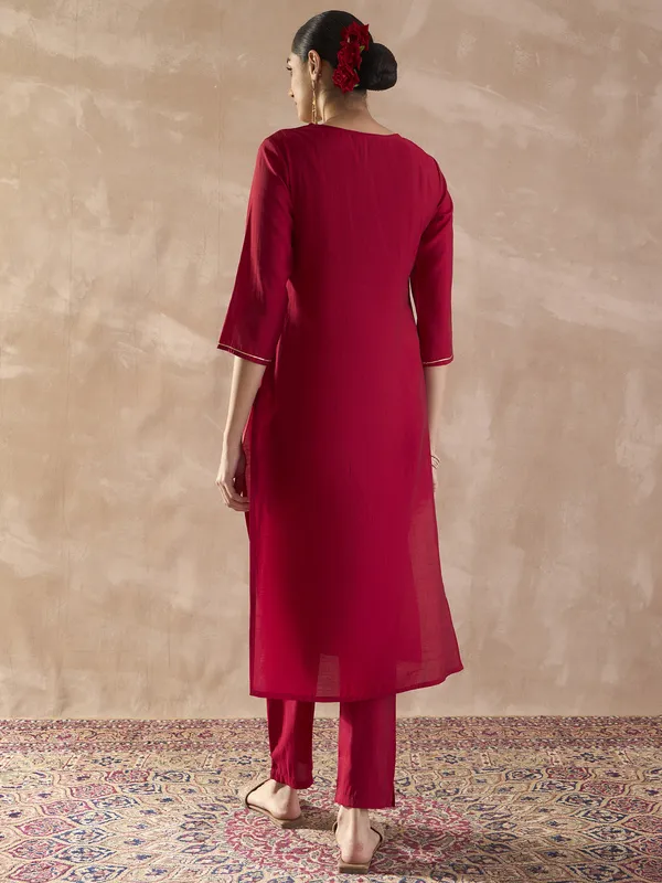 Red_Embroidered_Silk_Kurta_Trouser_Set