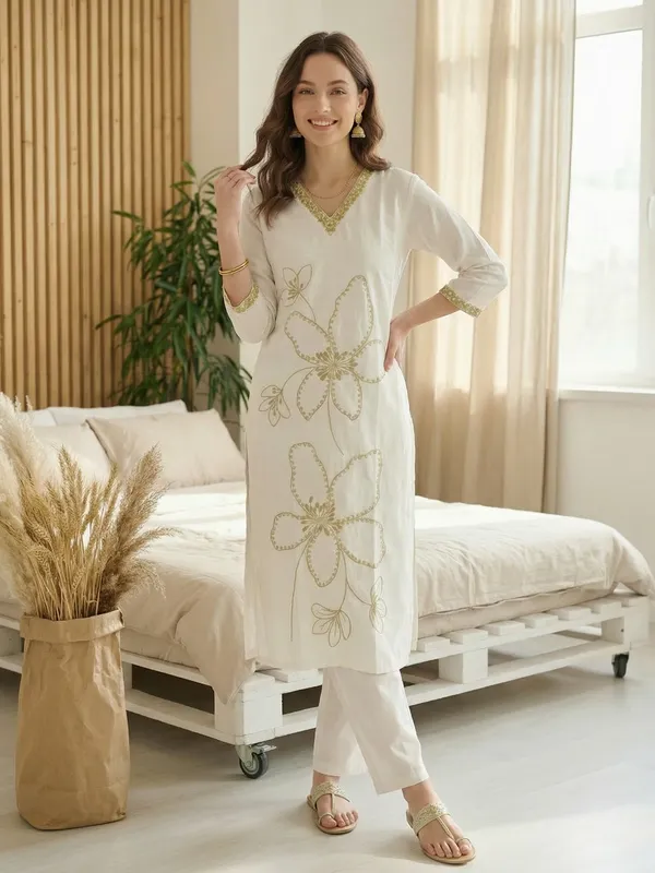 White_Embroidered_Silk_Kurta_Trouser_Set