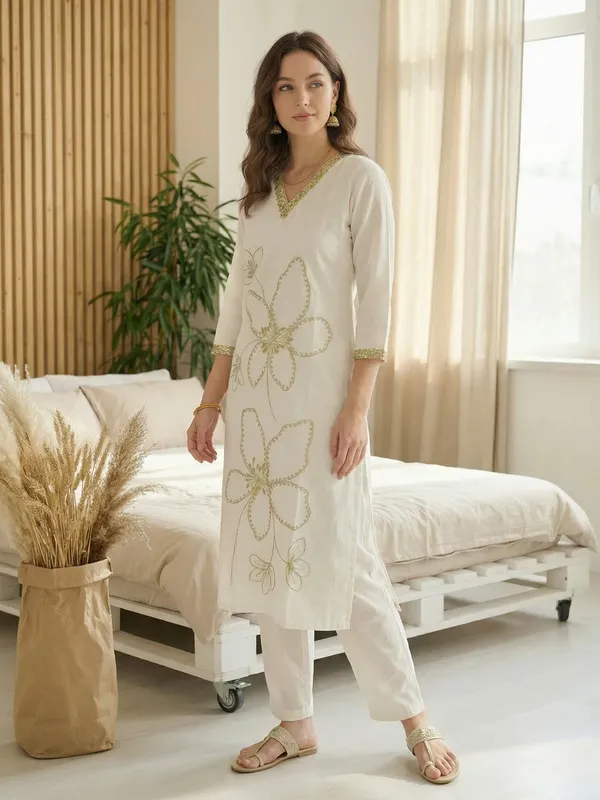 White_Embroidered_Silk_Kurta_Trouser_Set