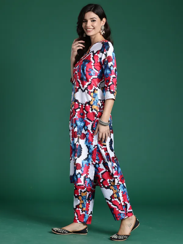 White_Printed_Pure_Cotton_Kurta_Trouser_Set