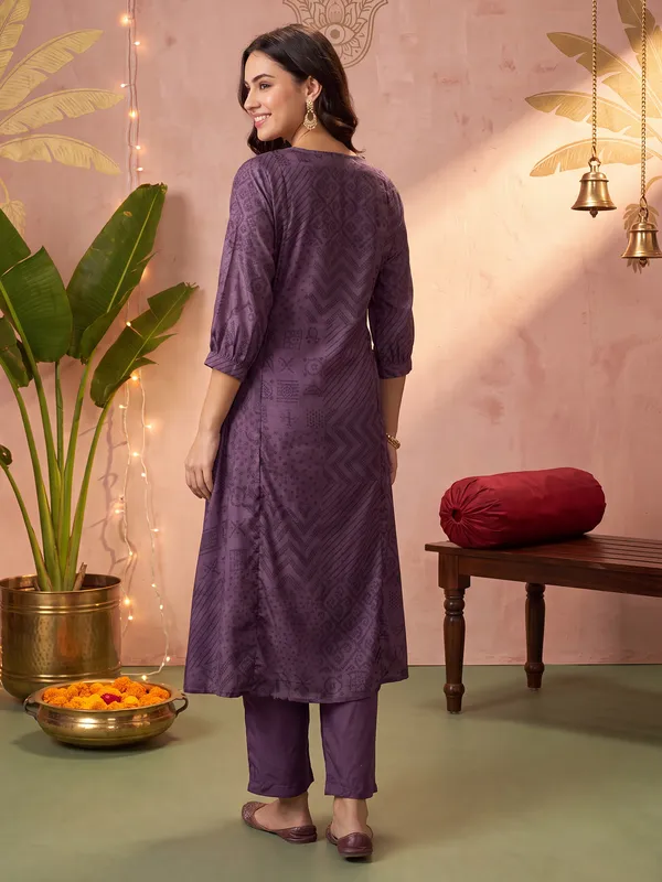 Burgundy_Printed_Silk_Kurta_Trouser_Set