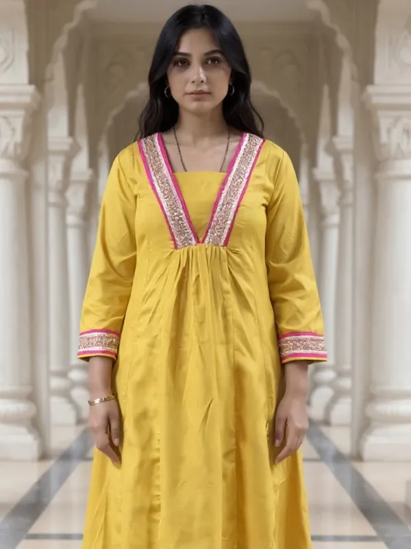 Yellow_Embroidered_Pure_Cotton_Kurta_Trouser_Set