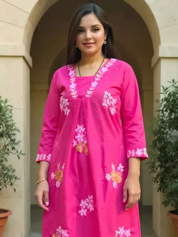 Pink_Embroidered_Pure_Cotton_Kurta_Trouser_Set