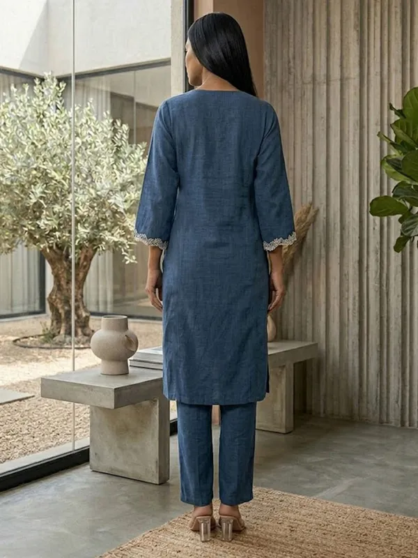 Navy_Blue_Floral_Embroidered_Cotton_Blend_Kurta_Trouser_Set