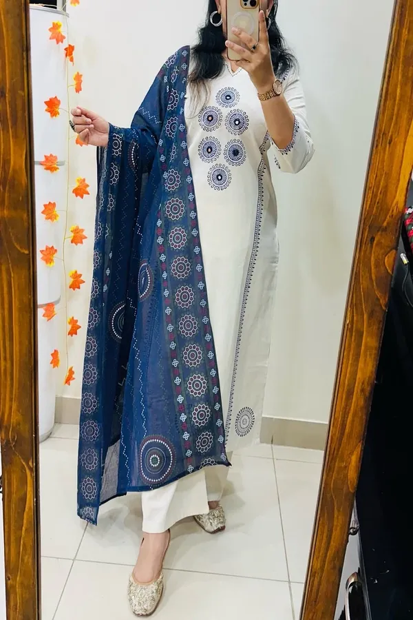 Women's_Premium_Dabu_Block_Printed_Pure_Cotton_Kurta_Palazzo_Dupatta_Set_With_Mirror_Work