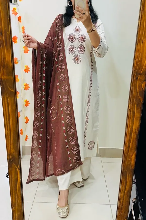 Women's_Premium_Dabu_Block_Printed_Pure_Cotton_Kurta_Palazzo_Dupatta_Set_With_Mirror_Work