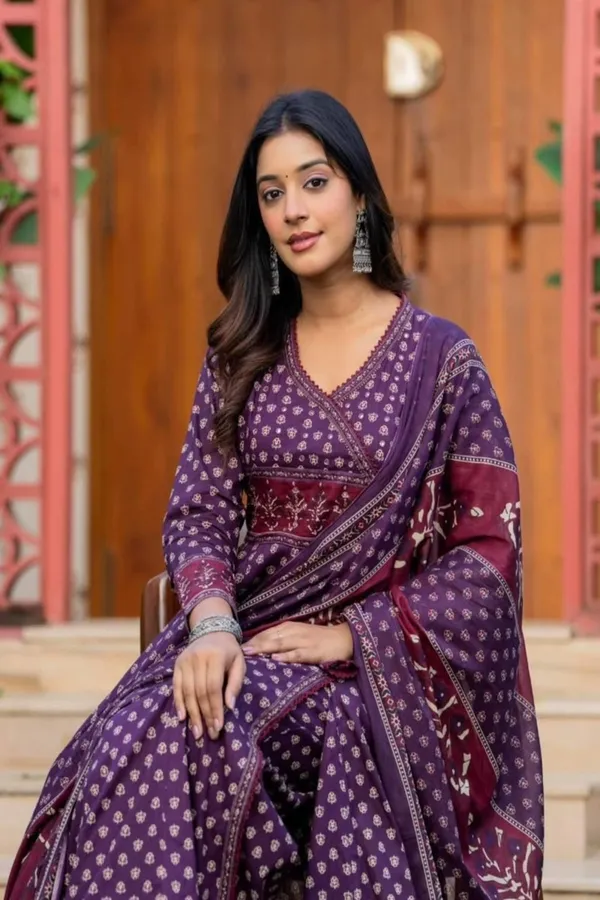 Women's_Premium_Printed_Pure_Cotton_Angrakha_Kurta_Pant_Dupatta_Set