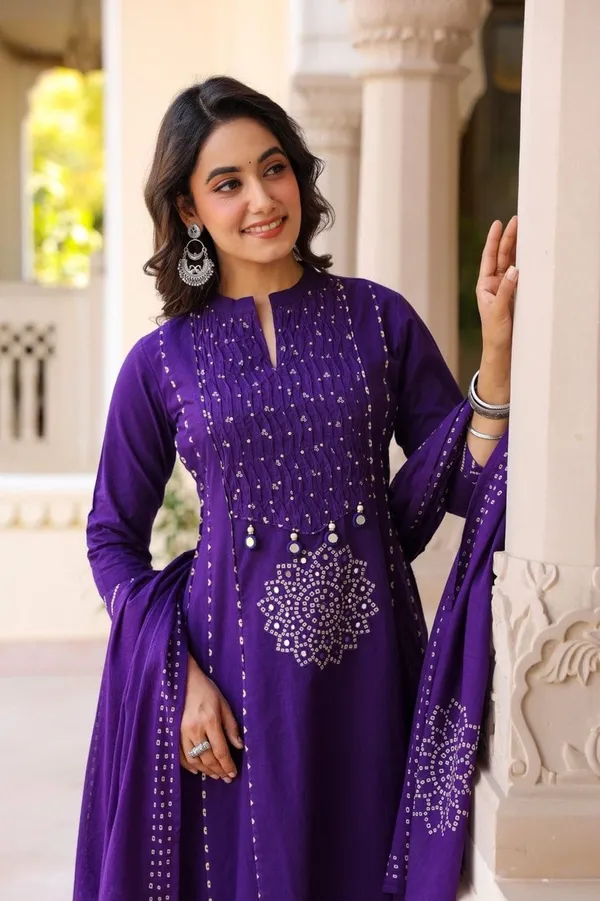 Floral_Embroidered_Pure_Cotton_Round_Neck_Kurta_Trouser_&_Dupatta_Set