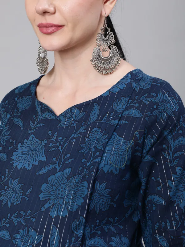 Navy_Blue_Pure_Cotton_Printed_Maternity_Dress_For_Women