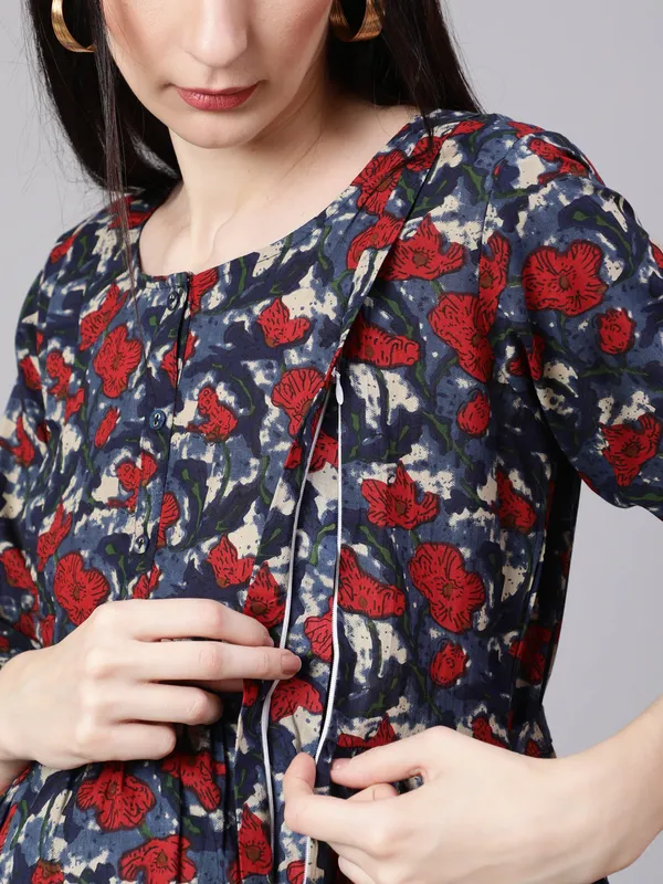 Multicolor_Pure_Cotton_Printed_Maternity_Dress_For_Women