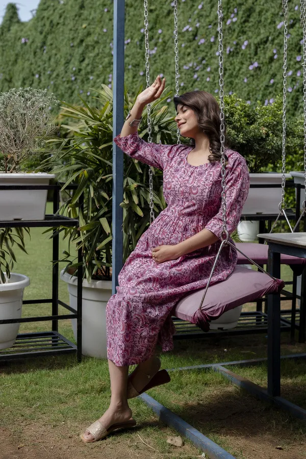 Lavender_Pure_Cotton_Printed_Maternity_Dress_For_Women