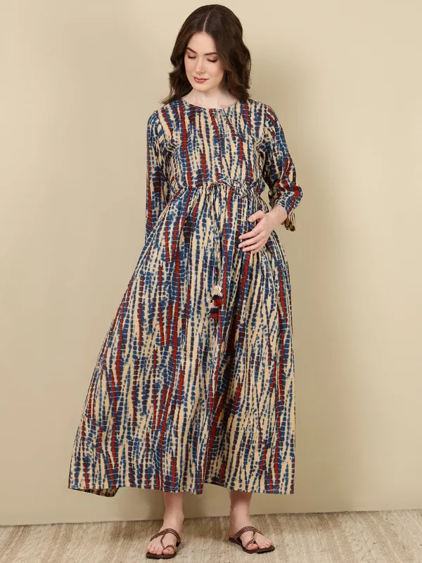 Multicolor_Pure_Cotton_Printed_Maternity_Dress_For_Women